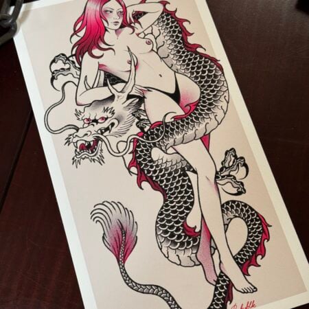 Pink Dragon Print by Ruby Black - Image 1